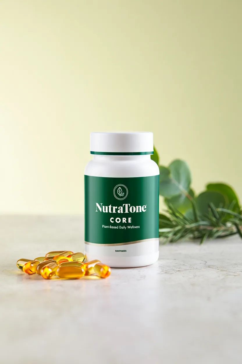 NutraTone Core supplement bottle with natural plant-based capsules for daily wellness support